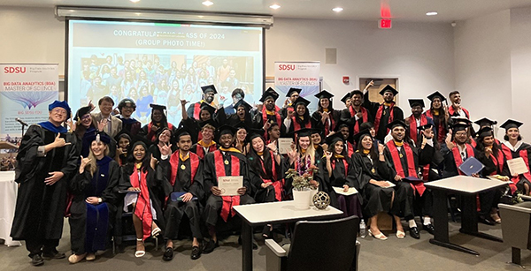 group of graduates in cap and gown